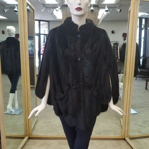 Mink Fur Cape with Scalloped Hem